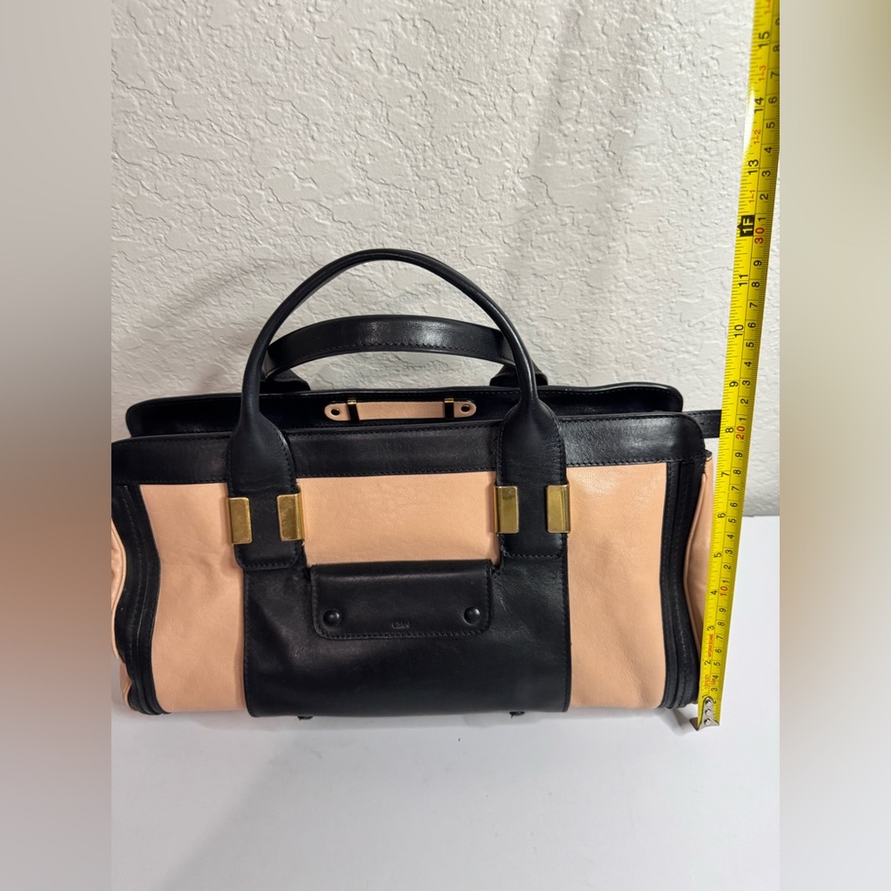 Chloe Alice Satchel Hand Bag Leather 2way Black Pink - Picture 3 of 14